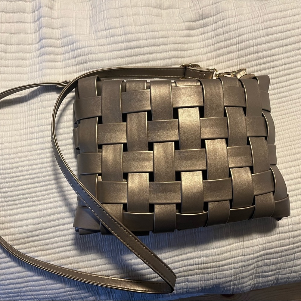 Anthropologie Woven Crossbody Bag in Taupe
